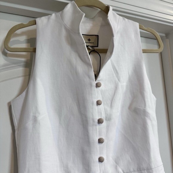 Tuckernuck Women's Sleeveless Dress White With Detailed Buttons Silk Blend SX - Picture 2 of 11